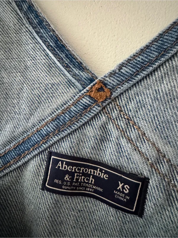 Abercrombie & Fitch Blue Denim Distressed Jean Overalls Size XS - Image 5