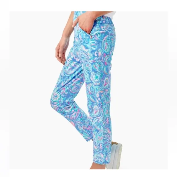 Lilly Pulitzer Luxletic Runaround Pants Zanzibar Blue Fish Kiss - Image 3