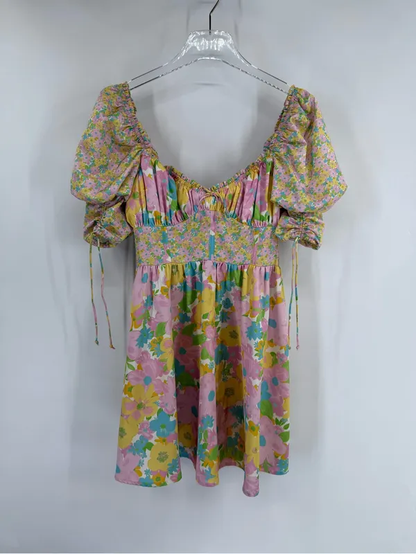For Love & Lemons Emily Mini Dress Floral Corset Short Sleeve Size‎ small - Image 3