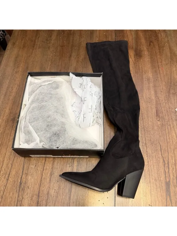 Lulu’s Vessay Black Suede Over the Knee Boots - Image 7