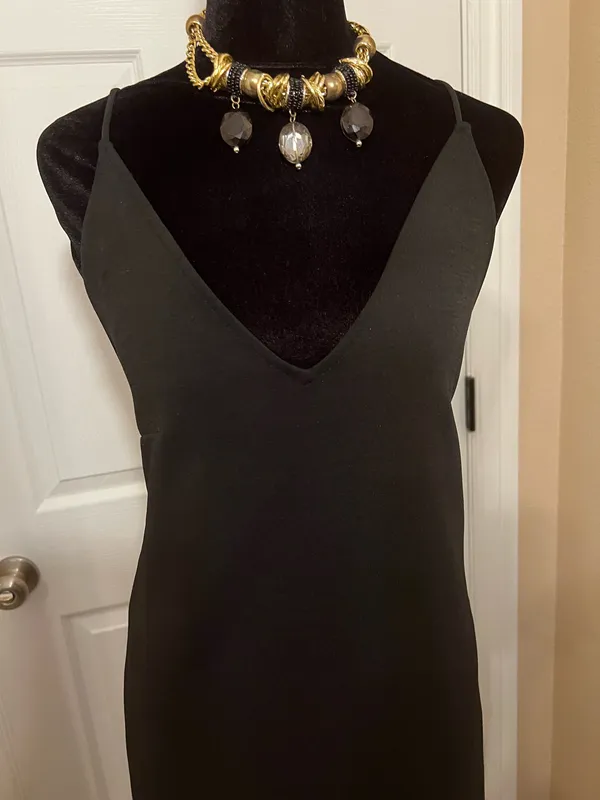 ZARA Black evening simple bridesmaid wedding guest dress - Image 2