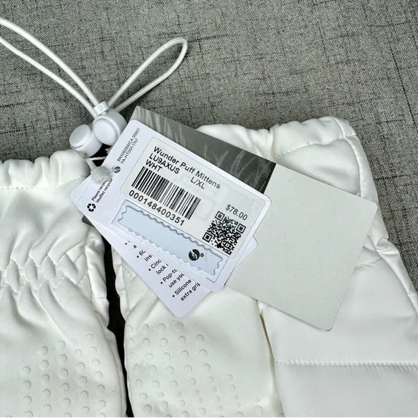 Lululemon Wunder Puff Mittens White Unisex Large XL NWT - Image 5