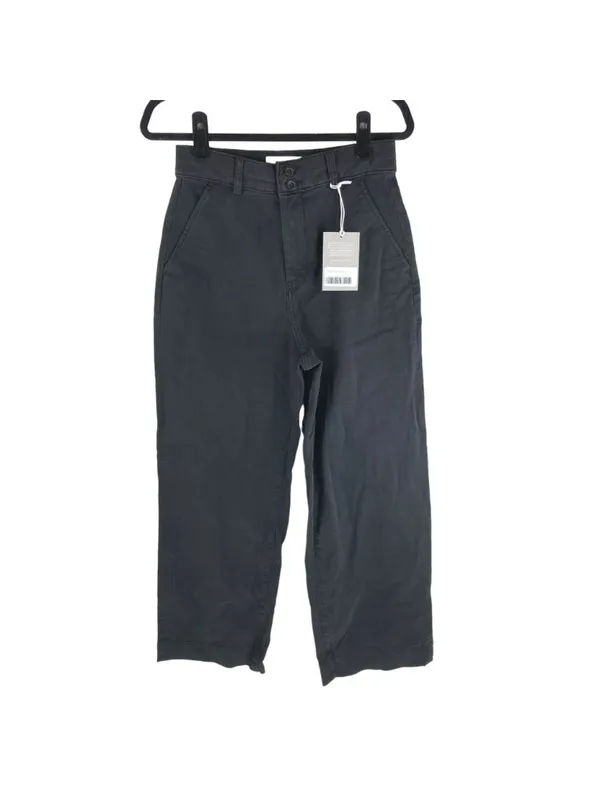 Everlane Womens The Organic Wide-Leg Pants Twill High Rise Stretch Black 0 - Image 3