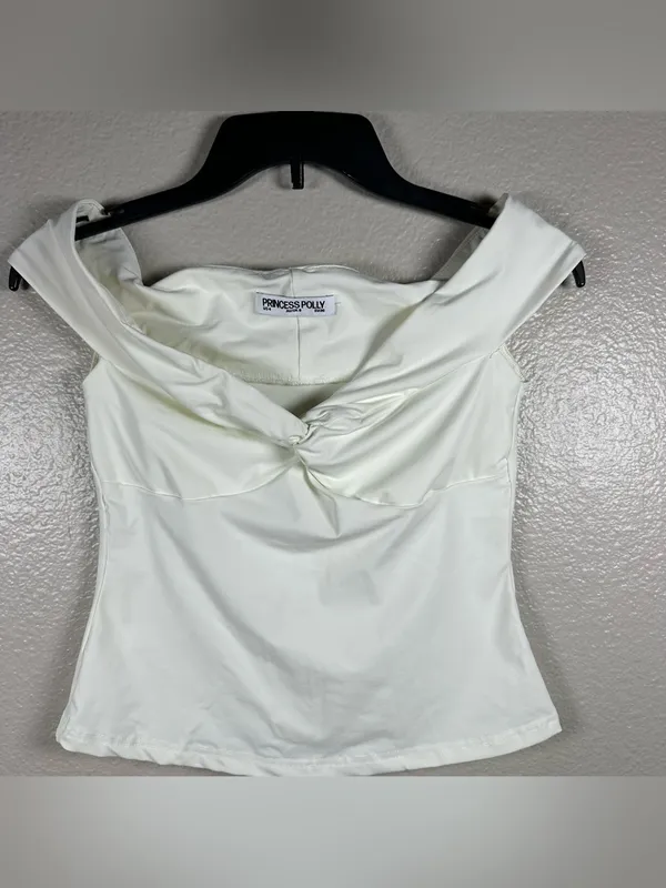 Princess Polly Maxeina Off-Shoulder Twist Front White Women's Top SZ:S - Image 4