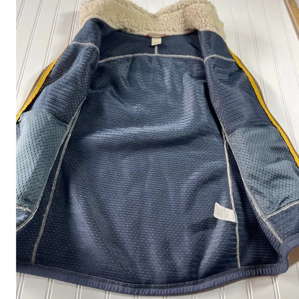 LL Bean Mountain Pile Fleece Vest Cream Navy Sherpa Retro Outdoor Jacket M - Image 5