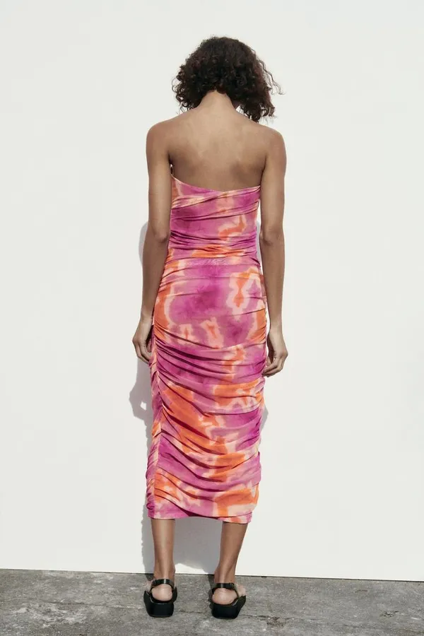ZARA dress tulle bodycon mesh corsety midi pink party shower wedding - Image 9