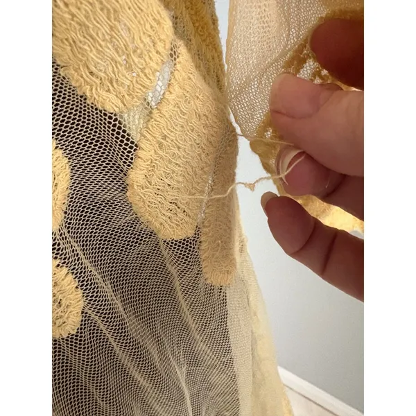 Rebellion Again Lace Duster Small Creamy Yellow Sheer Kimono Romantic Coquette * - Image 16