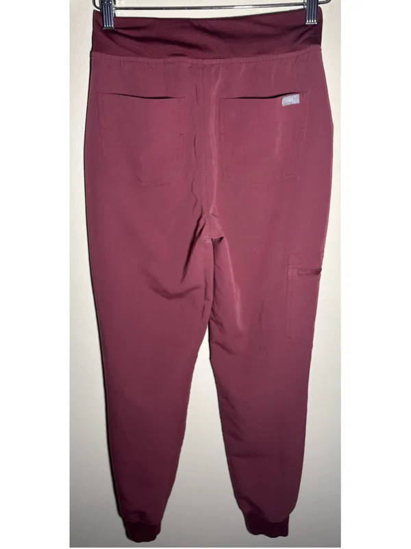FIGS HW Zamora Jogger Pants XS Burgundy Grey inseam 29” - Image 3