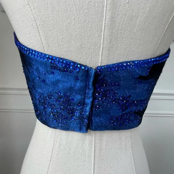 Ellie Wilde Formal Bandeau Crop Top Bustier Cobalt Blue Black 4 - Image 5