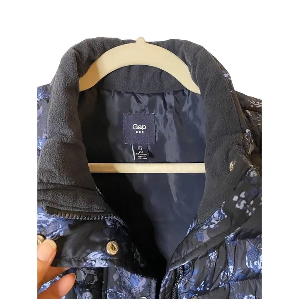 Gap Womens Warmest Outdoor Puffer Quilted Blue Floral Zip‎ Vest Sz S - Image 5