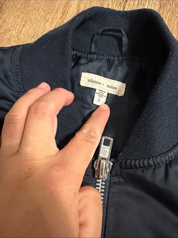 Urban‎ Outfitters Silence + Noise Navy Long bomber style coat size small - Image 2