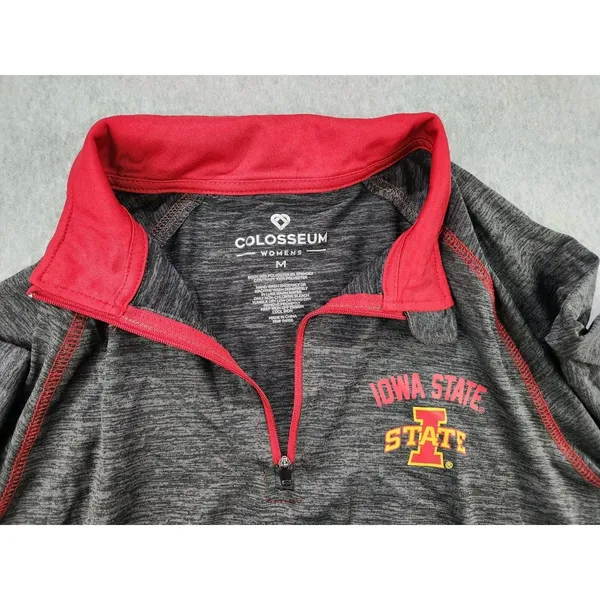 Iowa State Cyclones 1/4‎ Zip Pullover Women Size MEDIUM Colosseum Jacket Gray - Image 9