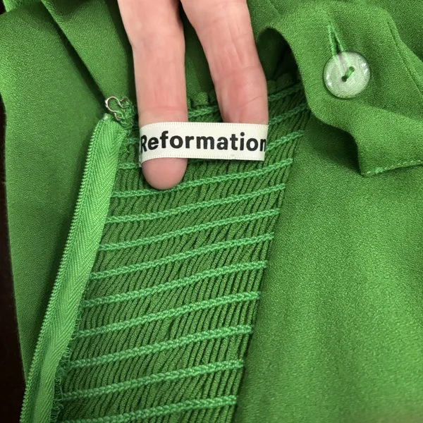 Reformation Alva Jumpsuit Womens 2 Kelly Green‎ Smocked Wide Leg Sleeveless Crop - Image 11