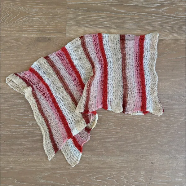Indah Shawl Stripes Gia One Size Red Pink Cream - Image 2