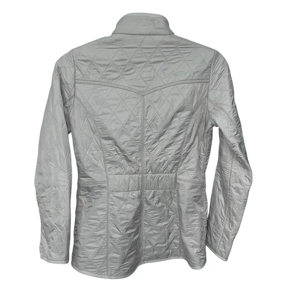 Barbour Cavalry Polarquilt Jacket Womens 6 Beige Quilted Full Zip Riding Coat‎ - Image 5