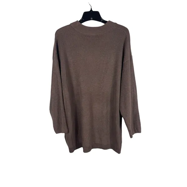 Free People FP Beach Oversized Pullover Sweater Brown Cotton Blend Stretch NWT L - Image 3
