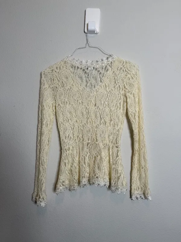 Cream Lace long sleeve Bohemian Chic Shirt - Image 6