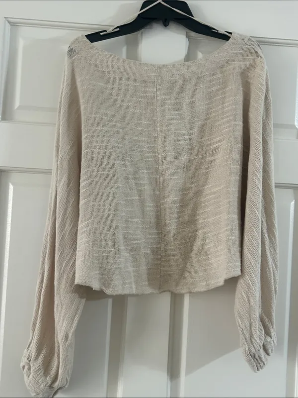 Free People Cream Lightweight Pocket Pullover - Image 3