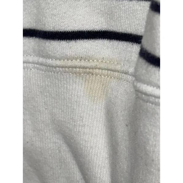 Abercrombie & Fitch Soft AF White Black Stripe Sweatshirt V-Neck Sweater Size XL - Image 6