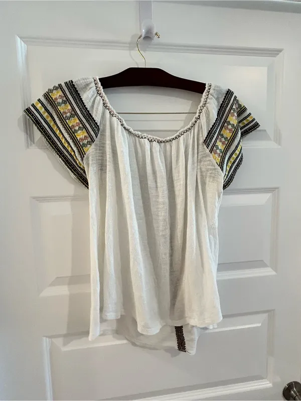 Lucky Brand Embroidered Peasant Top White Size 1X - Image 8
