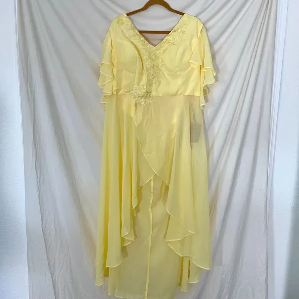 Source Unknown 3 Piece Chiffon Matching Tunic Beaded Asymmetric Set Size 26 - Image 4