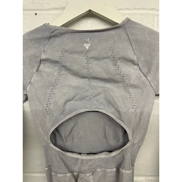 Free People Movement XS Lilac Ice Gray Good Karma Long Sleeve One Piece Jumpsuit - Image 6