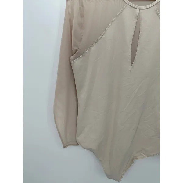 Abercrombie & Fitch Bodysuit‎ Women XL NWOT Cream Nude Long Sleeve Sheer Mesh - Image 3