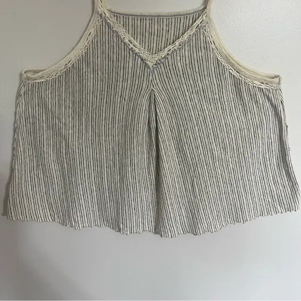 We the Free‎ Women's Size Medium Gray Cream Striped Tank Crop Top Flowy Summer - Image 10