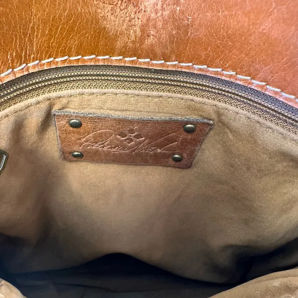 Patricia Nash Venezia Purse Tan Italian Leather Pouch Slim Crossbody Bag Vintage - Image 8