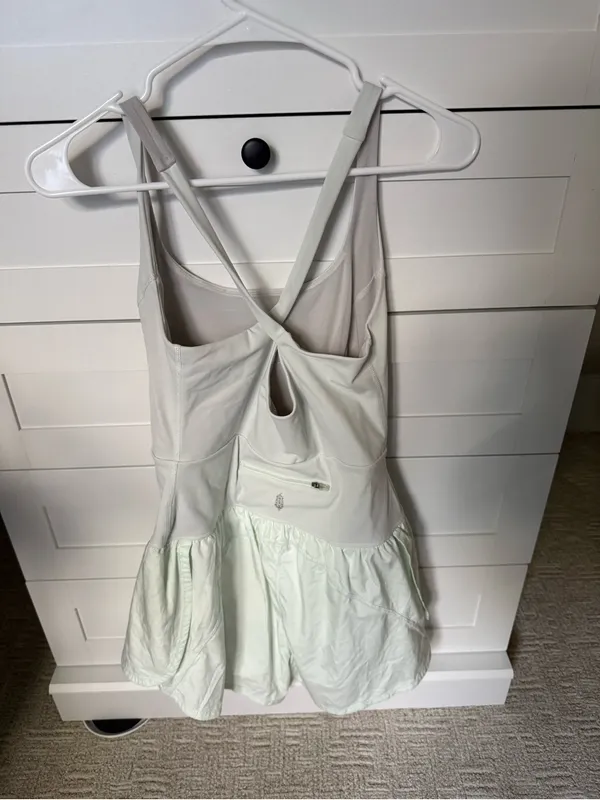 Free People light green Scoop Neck Tank Romper with Front Cutout - Image 2
