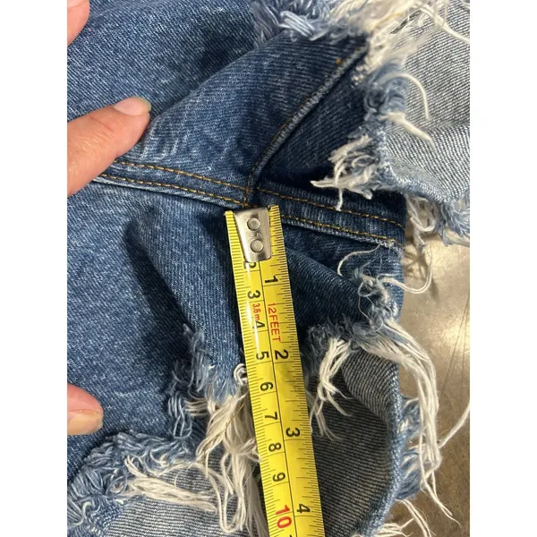 Levi's 501 Women Shorts W28 Blue Denim Original Fit High Rise Cutoff Jeans Sz 28 - Image 3