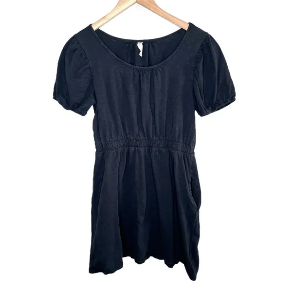 Anthropologie Daily Practice Black Cap Sleeve Cotton Sleeve Dress M - Image 2