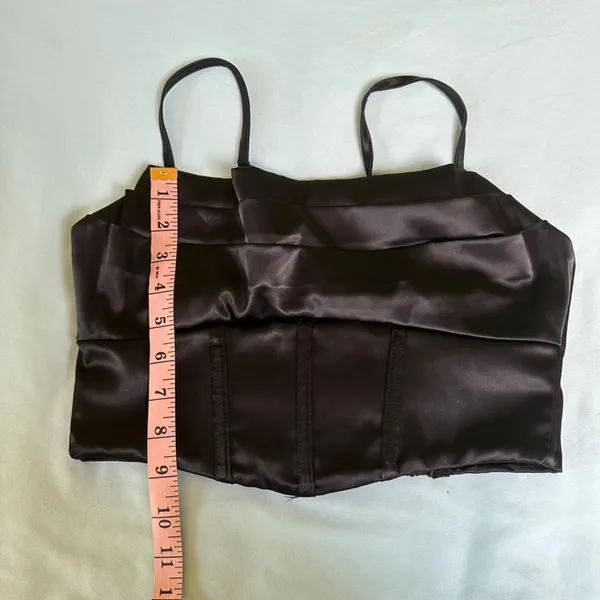 Black satin corset crop top - Image 6