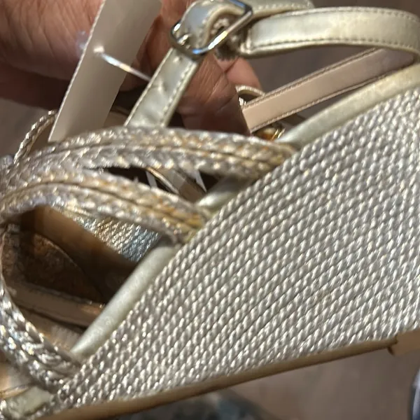 Alex Marie shoes, strappy wedge sandals, champagne , size 7.5 - Image 5