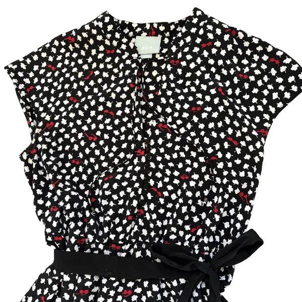Maeve Anthropologie Odilla Dress Womens L Black Red‎ Sunglasses Belted Wedding - Image 4