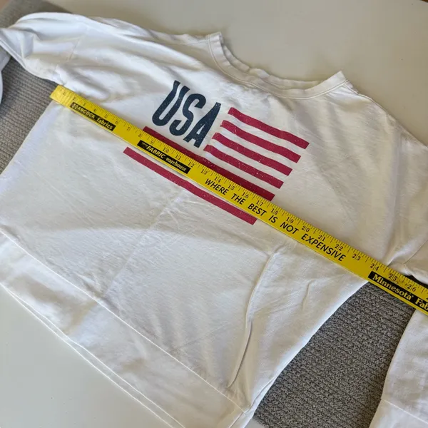 Natural Reflections Vintage 90s White Red Blue USA Flag Crewneck Sweatshirt Sz L - Image 5