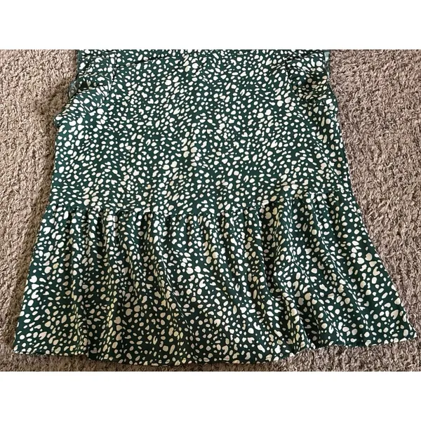 Angashion Women's Green‎ White Ruffle Short Sleeve Blouse Size XL - Image 3