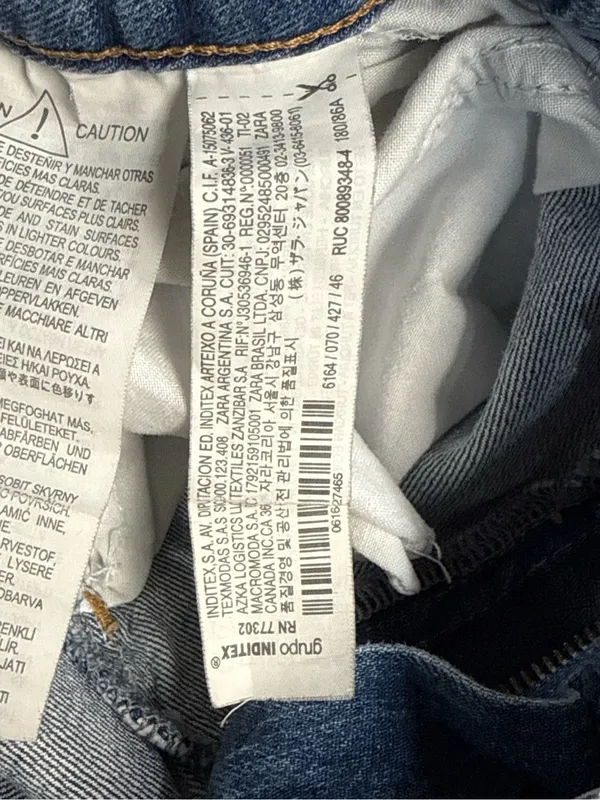 ZARA Women Light Wash Raw Hem Wide Leg Jeans Size US 14 - Image 9