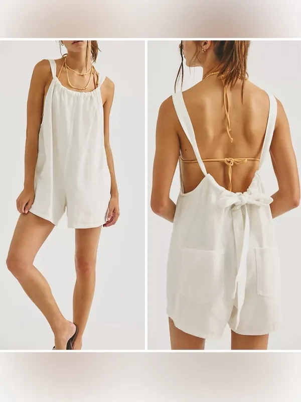 Free People We The Free Freebird Shortalls - pelican cream ivory - Image 2