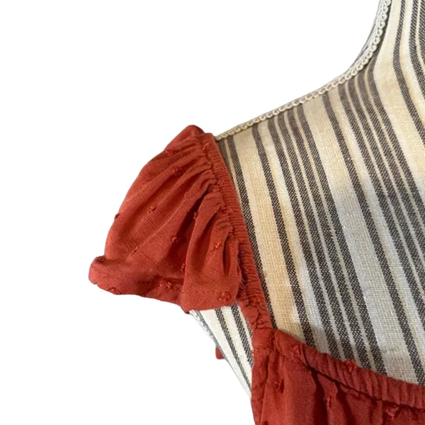 Live To Be Spoiled Rust Ruffled Tassel Tie Front Boho Crop Top Women Sz XL - Image 5