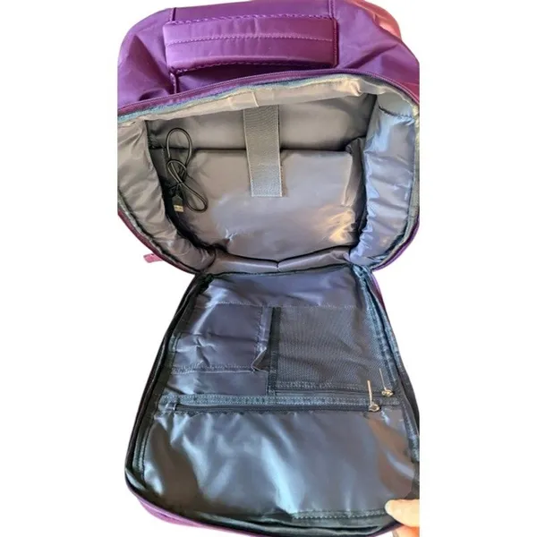 Purple Travel Backpack Carry-On Personal Item Laptop Bag USB Charging Port - Image 4
