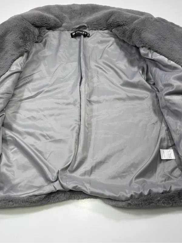 Allegra K Gray Plush Teddy Jacket with Cozy Collar - Image 5