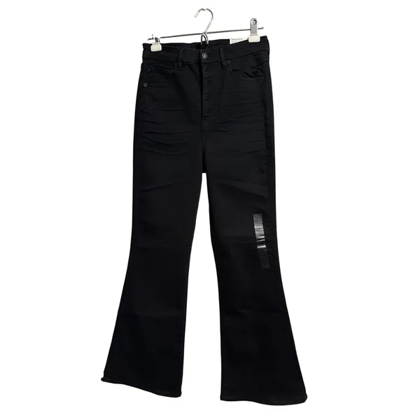 American Eagle Curvy Highest Rise Black Flare Jeans Button Fly Minimalist - Image 2