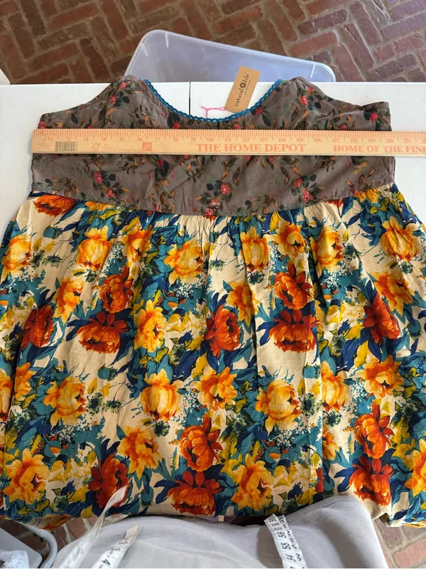 NWT Natural Life Gigi Mini cami Dress Grey Orange Roses size large bohemian - Image 6