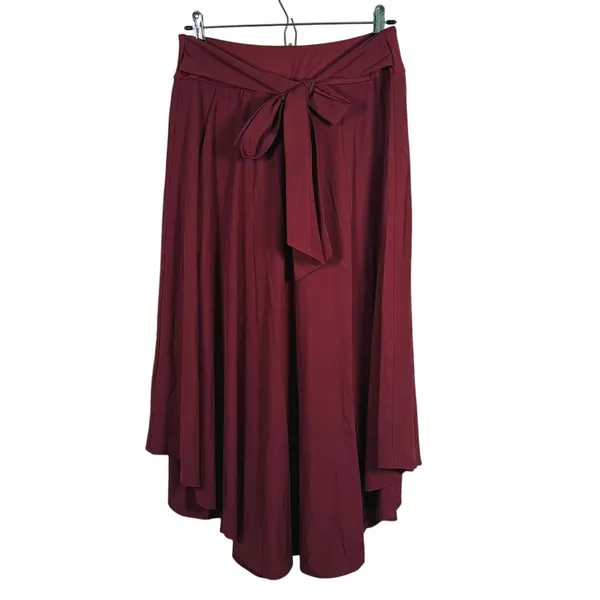 Halara Breezeful High Waisted Tie Midi Skirt Size M Burgundy Lightweight Fall - Image 2