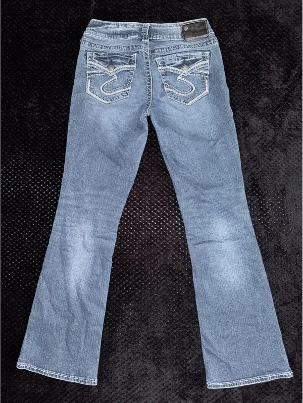 Silver Jeans Co Women’s Suki Mid Rise Bootcut Jeans Blue Dark Wash Size 28 - Image 6