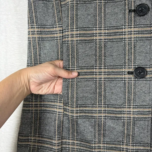 Avec Les Filles Womens Grey Plaid Double Breasted Blazer Jacket Size M 80103 - Image 5