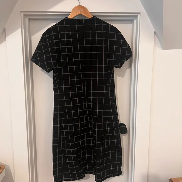 Theory Black Windowpane Sheath Midi Dress with Mock Neck Office NWT Retail $395 - Image 6