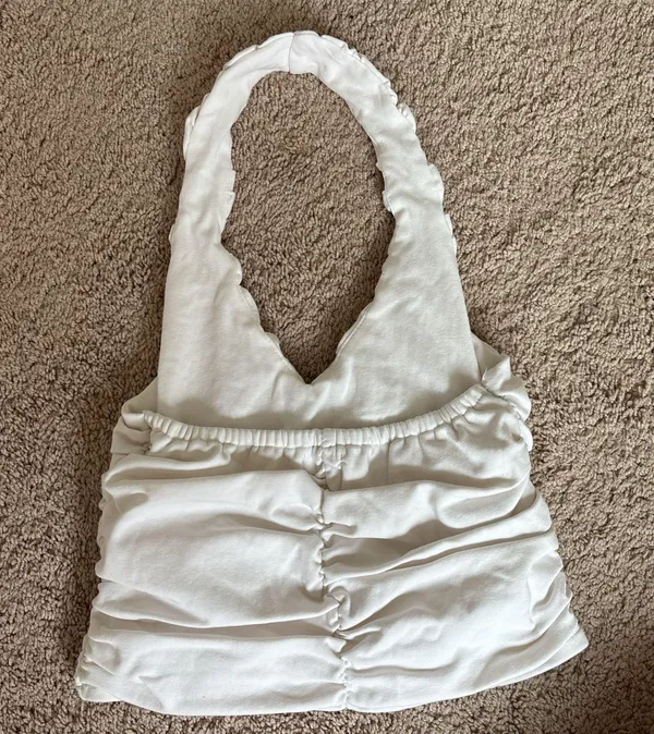 white scrunched halter top - Image 2