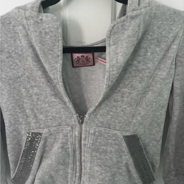 Juicy Couture Gray Hoodie with Pink Label - Image 2